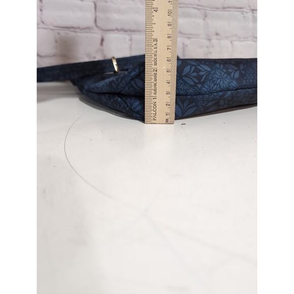 Travelon Anti-Theft Classic North South Crossbody Blue Floral Gold Hardware - Picture 14 of 14